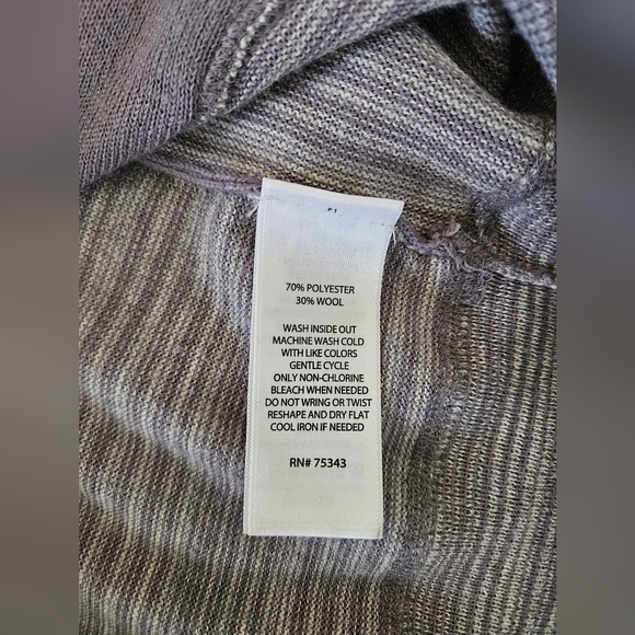 Akini Purple Grey Wool Blend Funnel Neck Drawstring Long Sleeve Sweater Size M - Picture 6 of 11